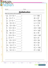  Multiplication matching exercise
